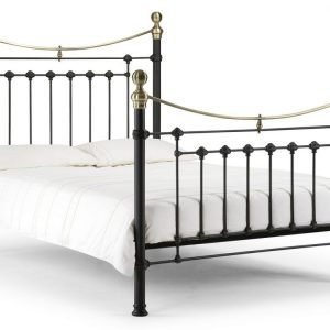 Victoria Bed – Satin Black & Brass