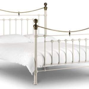 Victoria Bed – Stone White & Brass