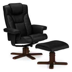 Malmo Recliner & Footstool – Black
