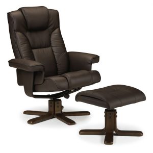 Malmo Recliner & Footstool – Brown