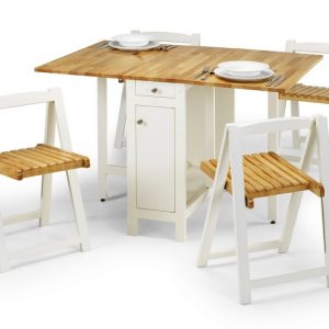 Savoy Dining Set – White / Natural Finish