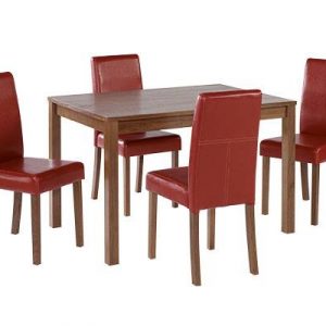 BROMTON MEDIUM TABLE WITH 4 RED CHAIRS
