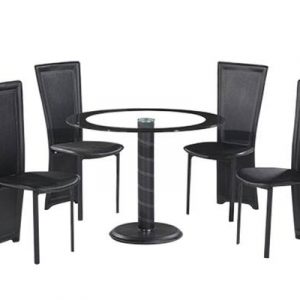 LENORA ROUND BLACK TABLE SET