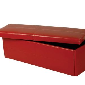 STANTON RED OTTOMAN FAUX LEATHER