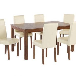 BROMPTON LARGE TABLE WITH 6 CREAM CHAIRS