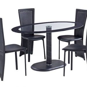 LENORA OVAL BLACK TABLE SET