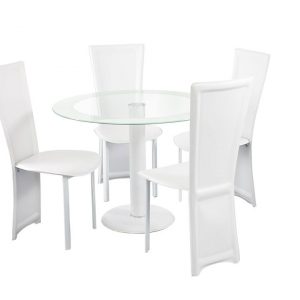 LENORA ROUND WHITE TABLE SET
