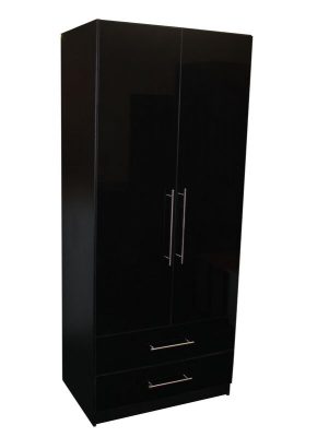 Venice Black 2 Door 2 Drawer Wardrobe