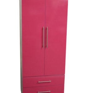 Venice Cream & Pink 2 Door 2 Drawer Wardrobe