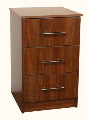 Venice Walnut & Olive 3 Drawer Bedside