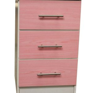 Kids Pink Ash 3 Drawer Bedside