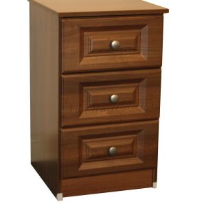 Calcutta Walnut 3 Drawer Bedside