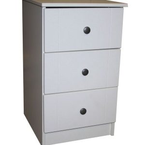 Venice White 3 Drawer Bedside