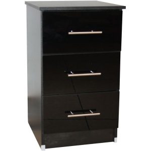 Venice Black 3 Drawer Bedside
