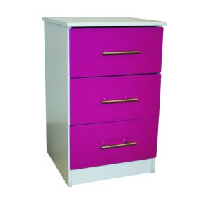 Venice Cream & Pink 3 Drawer Bedside