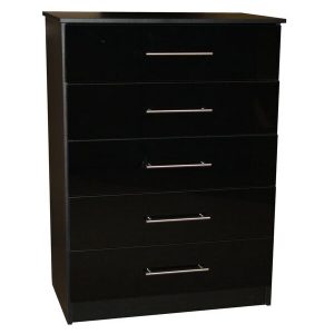Venice Black 5 Drawer Chest