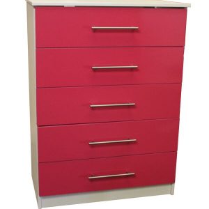 Venice Cream & Pink 5 Drawer Chest