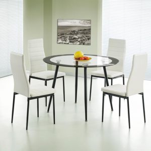 Acodia Dining Set Clear Glass & Black