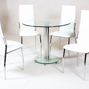 Alonza Dining Set Clear 4 Chairs