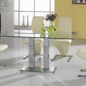 Ankara Large Dining Set Chrome 4 Ankara Chairs
