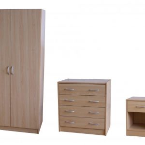Badalona Trio Wardrobe, Chest & Bedside Beech