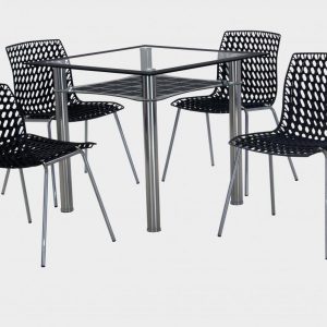 Delford Clear Dining Set 4 Chairs