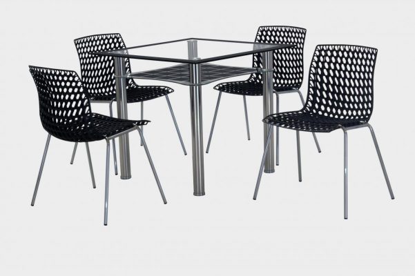 Delford Clear Dining Set 4 Chairs