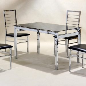 Eton Dining Set with 4 Chairs Chrome/Black JDA443