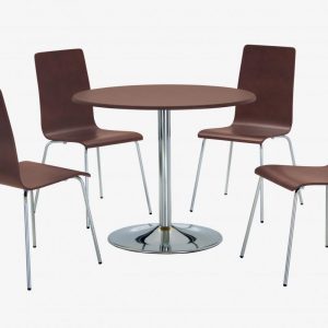 Fiji Round Pedestal Dining Set with 4 Chairs Walnut