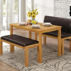 Hamra Dining Set with 2 Benches Natural Oak