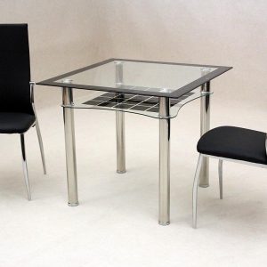 Jazo Black Dining Table Chrome 2 Lazio Chairs