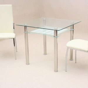 Jazo Dining Table Chrome 2 Lazio Chairs