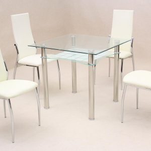 Jazo Dining Table Chrome 4 Lazio Chairs