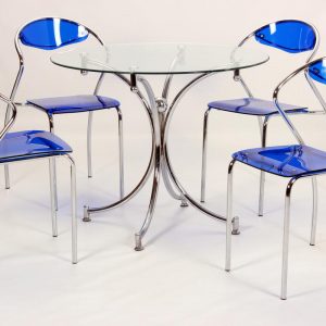 Jersey Dining Set Chrome 4 Chairs