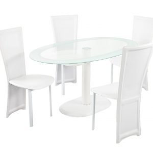 LENORA OVAL WHITE TABLE SET
