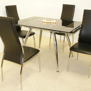 Magna Extending Set Black & Chrome 4 Lazio Chairs