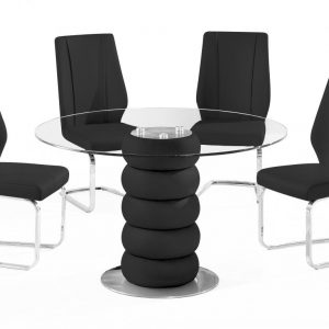 Majuba Dining Set Black PU & Stainless Steel 4 Chairs