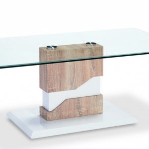 Milton Glass Coffee Table White & Natural