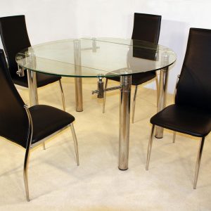 Munich Dining Set Chrome 4 Lazio Chairs