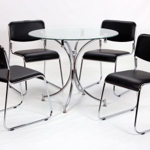 Orkney Dining Set Chrome with 4 Chairs
