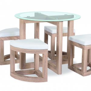 Quarry Dining Set with Glass Top and 4 Chairs