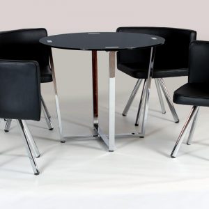 Spectrum Dining Set with 4 PU Chairs Black
