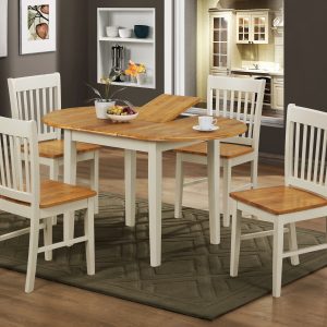 Stacey White Extending Dining Set with 4 Chairs Natural&White