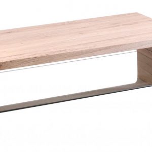 Vala Coffee Table with Glass Shelf Natural