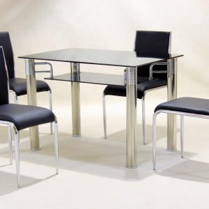 Vercelli Black Dining Set 4 Chairs